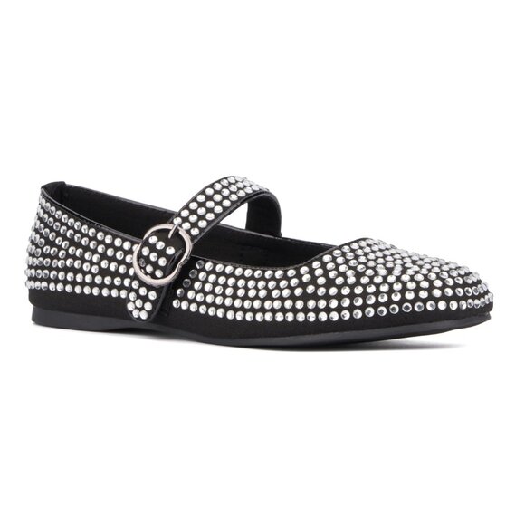 Olivia Miller Shoes - 032 - Maryjane Flats Black with Rhinestones
